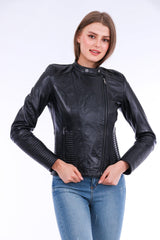 Ravenna Leather Biker Jacket - Black - VirtuousWares:Global