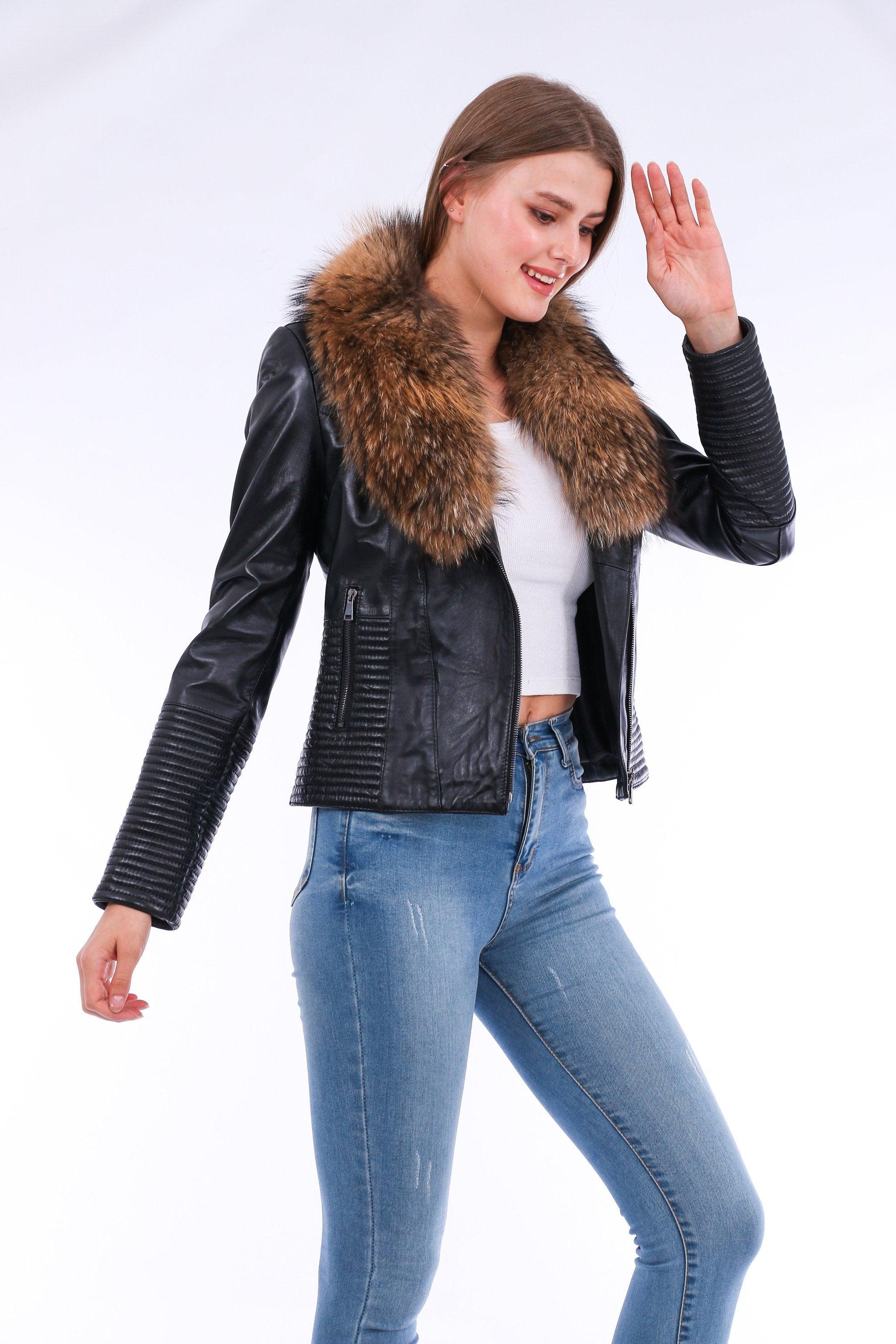 Ravenna Leather Biker Jacket - Black - VirtuousWares:Global