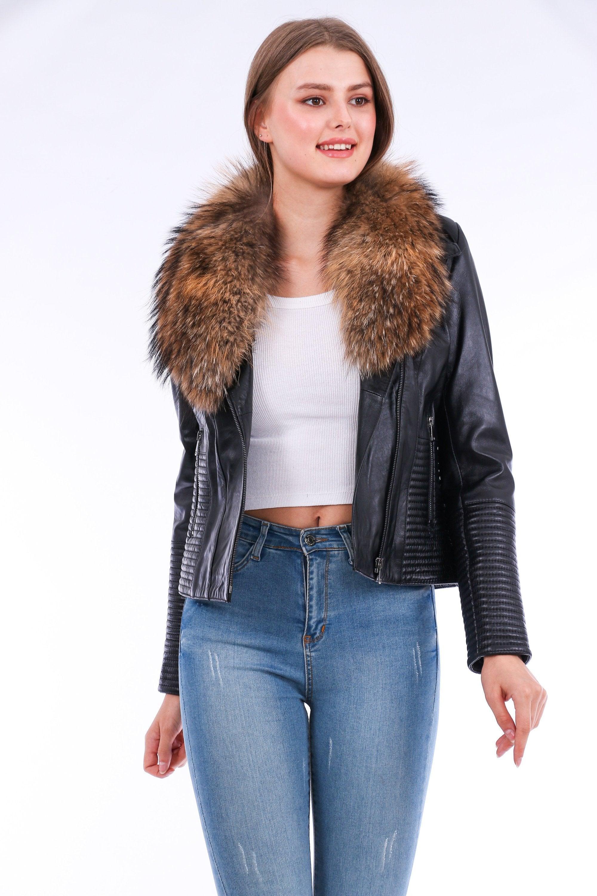 Ravenna Leather Biker Jacket - Black - VirtuousWares:Global