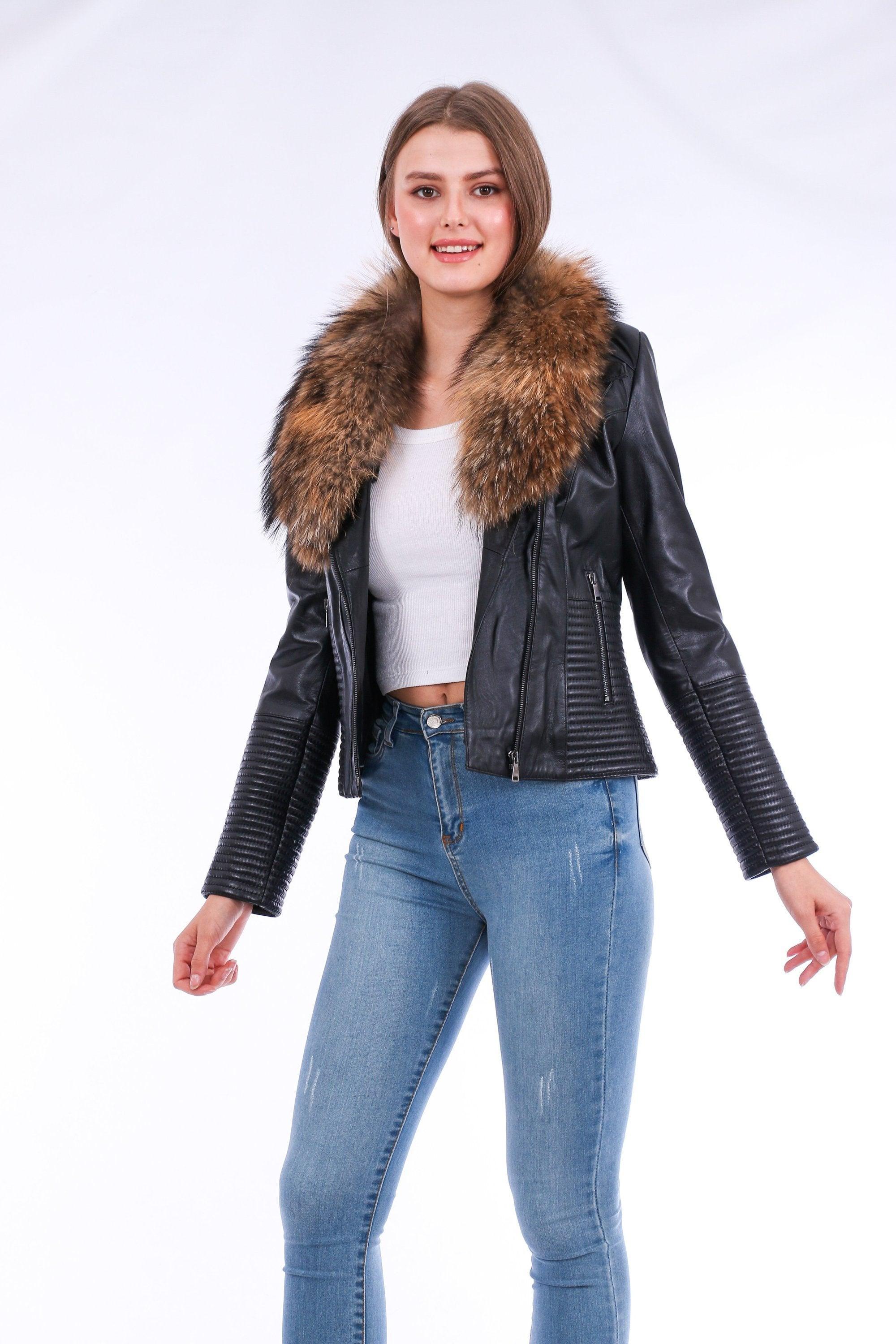 Ravenna Leather Biker Jacket - Black - VirtuousWares:Global