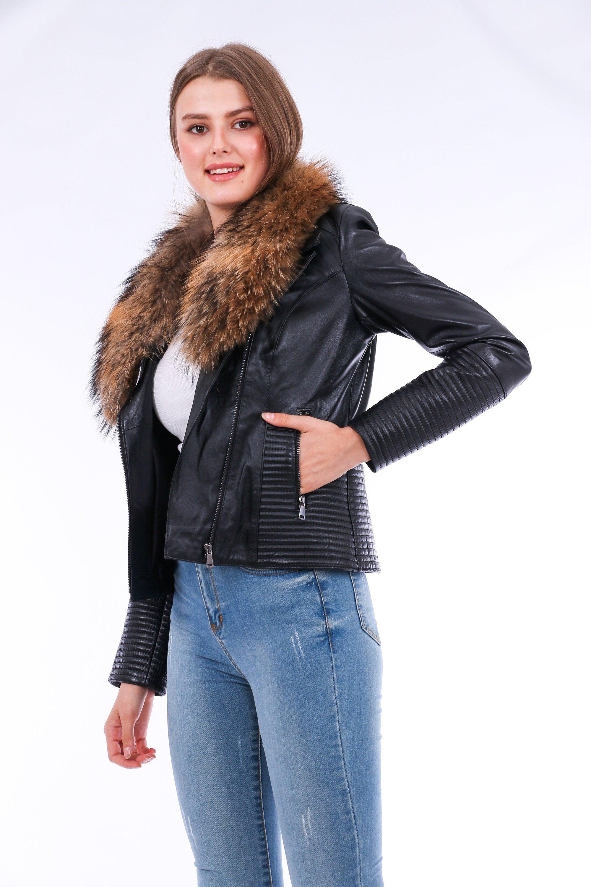 Ravenna Leather Biker Jacket - Black - VirtuousWares:Global