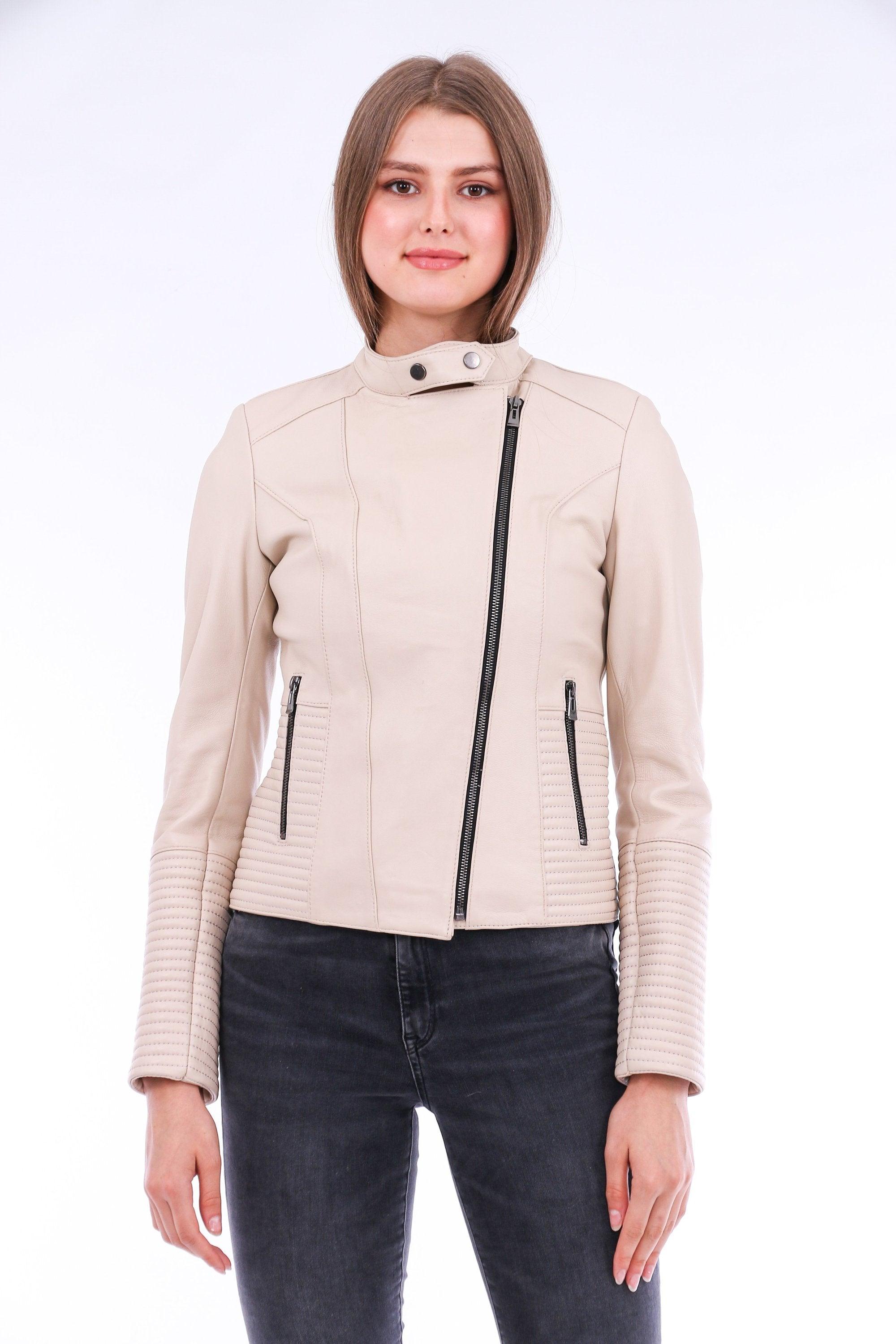 Ravenna Leather Biker Jacket - White - VirtuousWares:Global