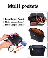 Real Black Leather Handmade Womens Cute Side Crossbody Purse - VirtuousWares:Global