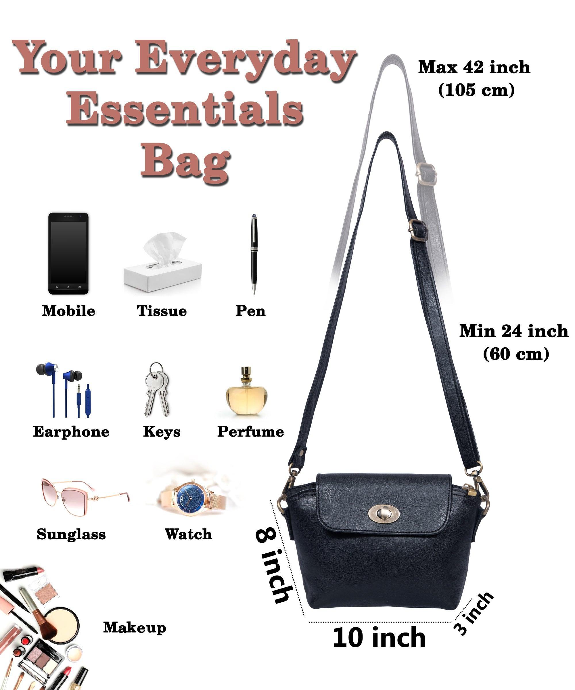 Real Black Leather Handmade Womens Cute Side Crossbody Purse - VirtuousWares:Global