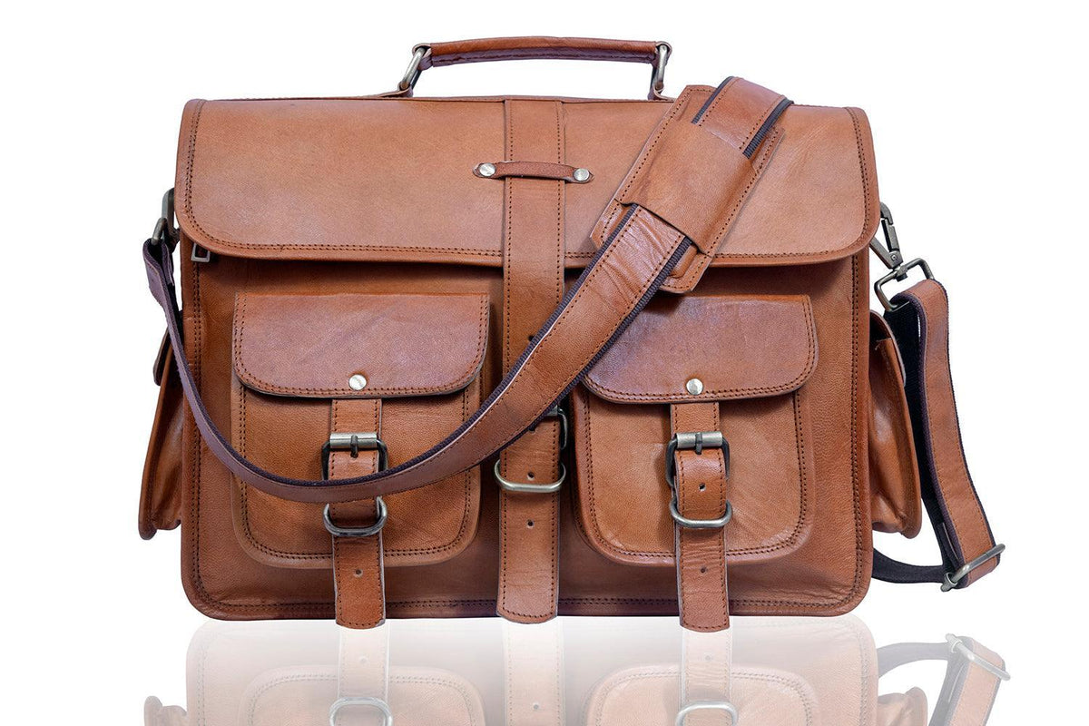 Real Leather Messenger Bag for Men and Women Vintage Laptop Briefcase - VirtuousWares:Global