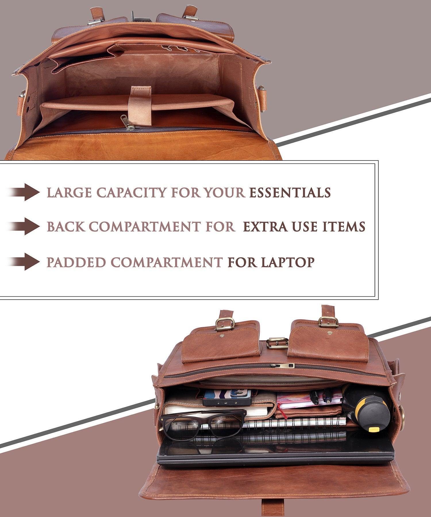 Real Leather Messenger Bag for Men and Women Vintage Laptop Briefcase - VirtuousWares:Global