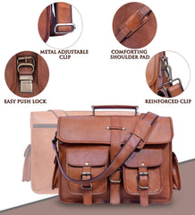 Real Leather Messenger Bag for Men and Women Vintage Laptop Briefcase - VirtuousWares:Global