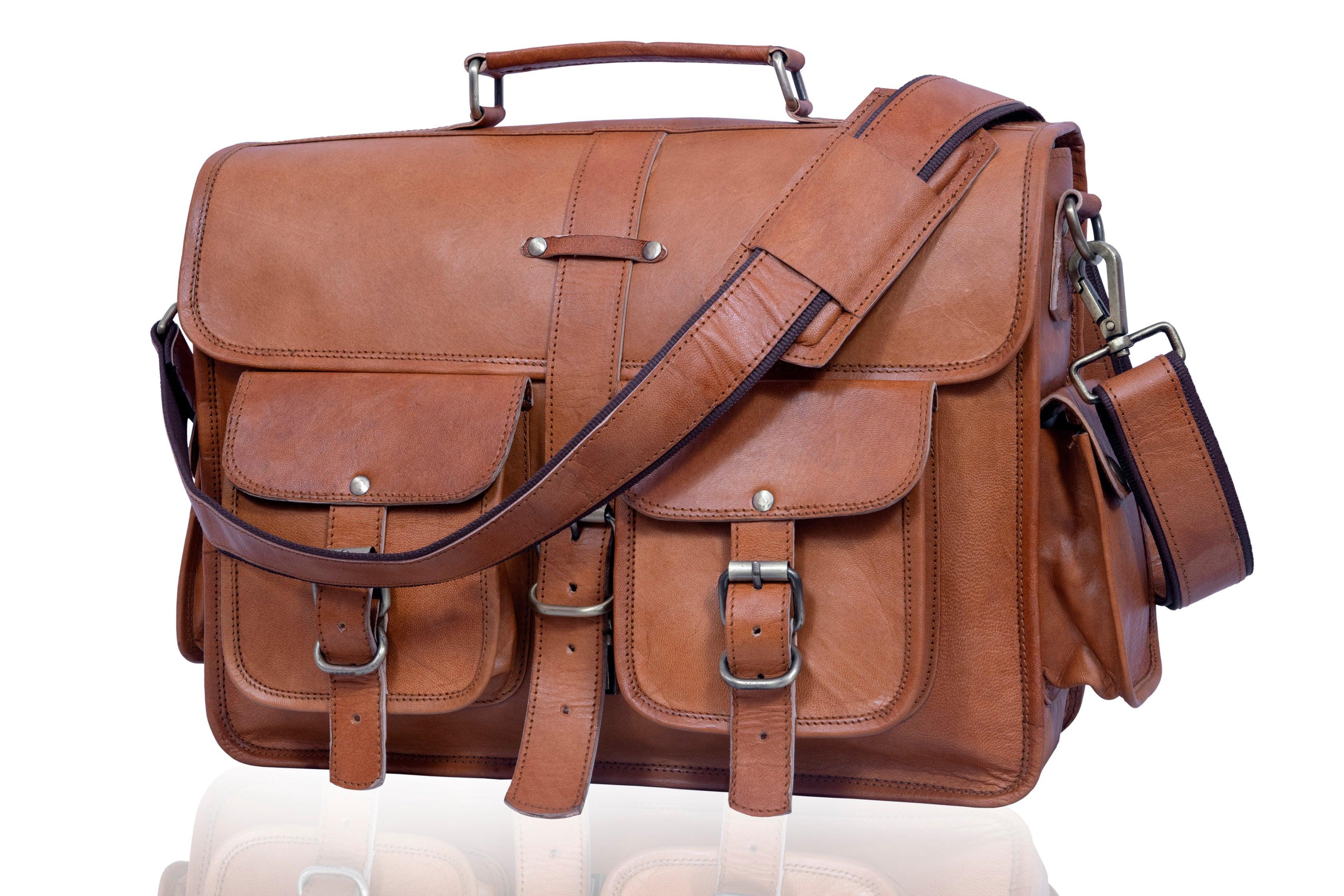 Real Leather Messenger Bag for Men and Women Vintage Laptop Briefcase - VirtuousWares:Global