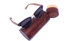 Real Walnut Wood Club Style Sunglasses With Bamboo Case, Polarized - VirtuousWares:Global