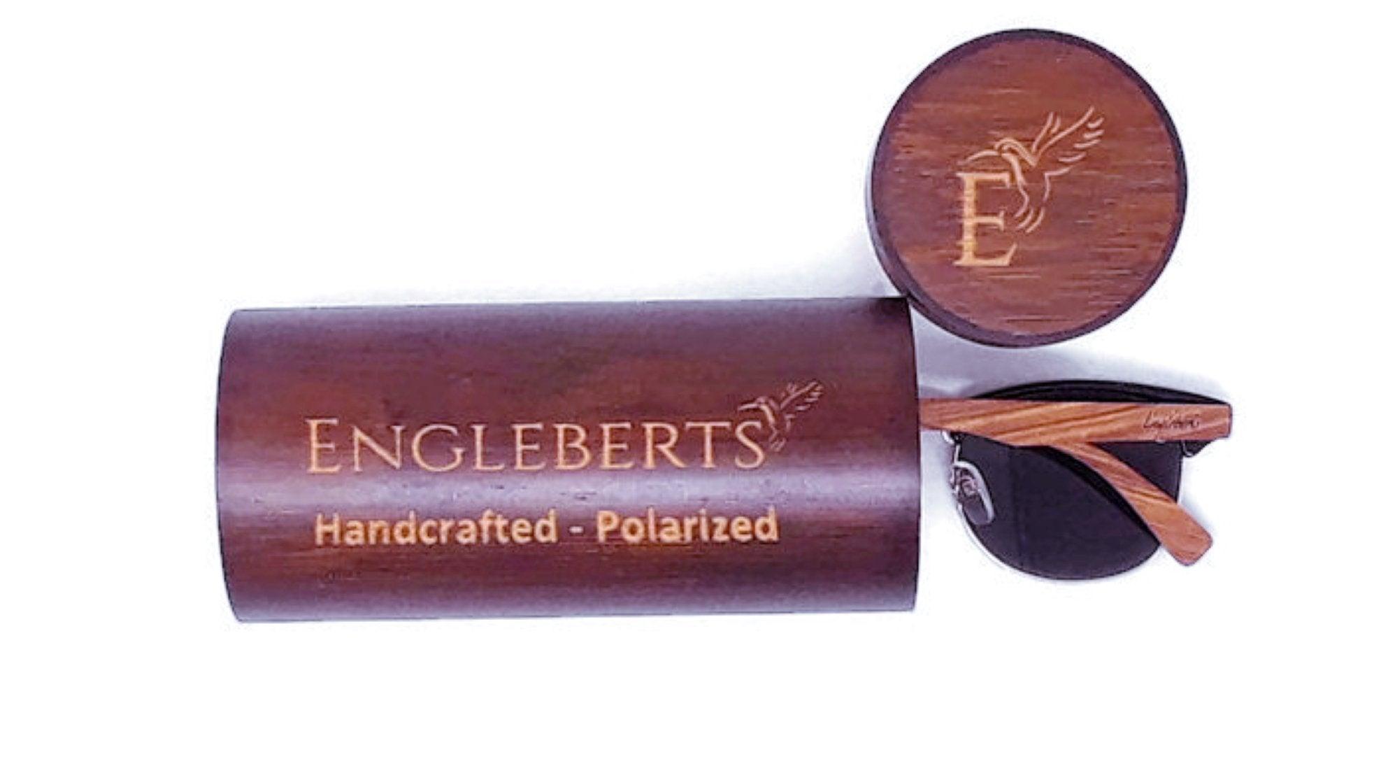Real Walnut Wood Club Style Sunglasses With Bamboo Case, Polarized - VirtuousWares:Global