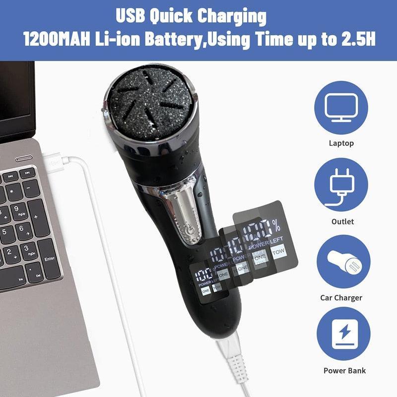 Rechargeable Electric Foot Rasp Electric Pedicure Foot Sander IPX7 - VirtuousWares:Global