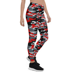 Red and Gray Camo Leggings for Women - VirtuousWares:Global