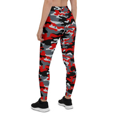 Red and Gray Camo Leggings for Women - VirtuousWares:Global