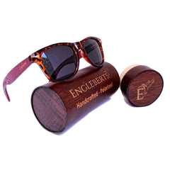 Red Bamboo Tortoise Framed Sunglasses With Wood Case, Artisan Engraved - VirtuousWares:Global