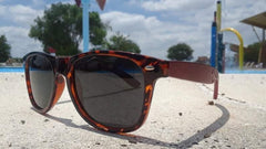 Red Bamboo Tortoise Framed Sunglasses With Wood Case, Artisan Engraved - VirtuousWares:Global