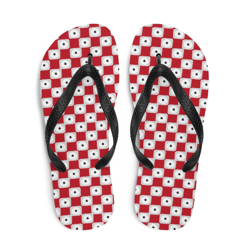 Red Chequered Pattern Flip-Flops - VirtuousWares:Global