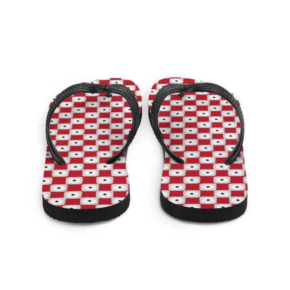 Red Chequered Pattern Flip-Flops - VirtuousWares:Global