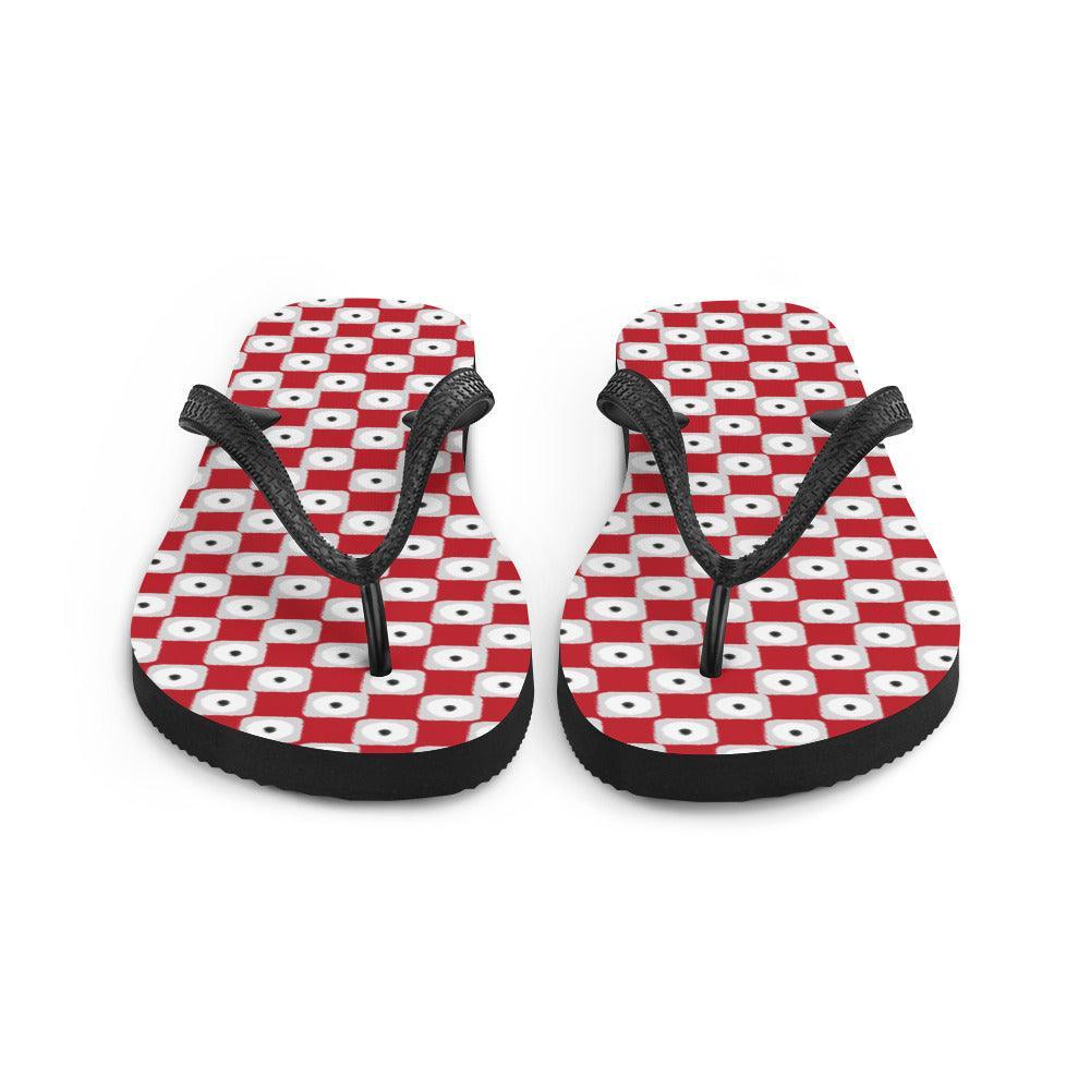 Red Chequered Pattern Flip-Flops - VirtuousWares:Global