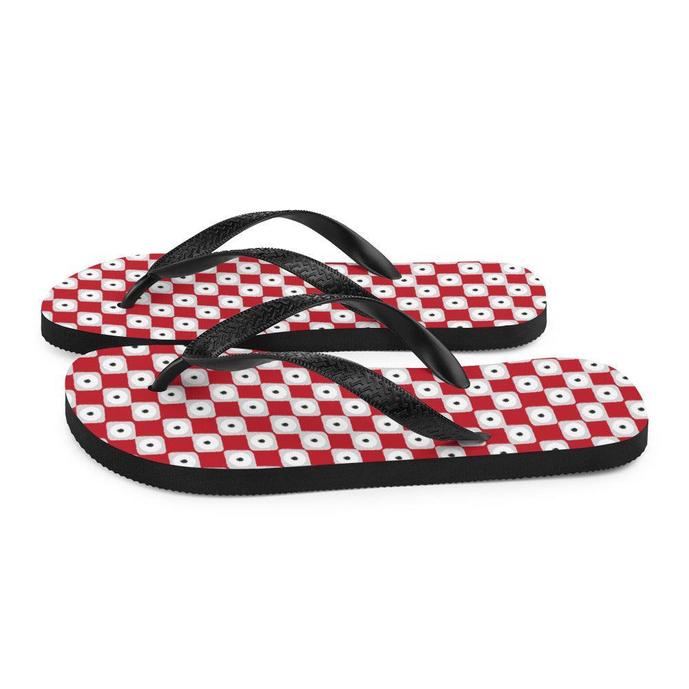 Red Chequered Pattern Flip-Flops - VirtuousWares:Global