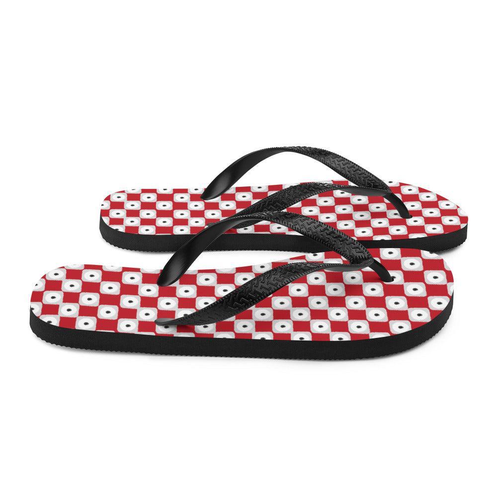 Red Chequered Pattern Flip-Flops - VirtuousWares:Global