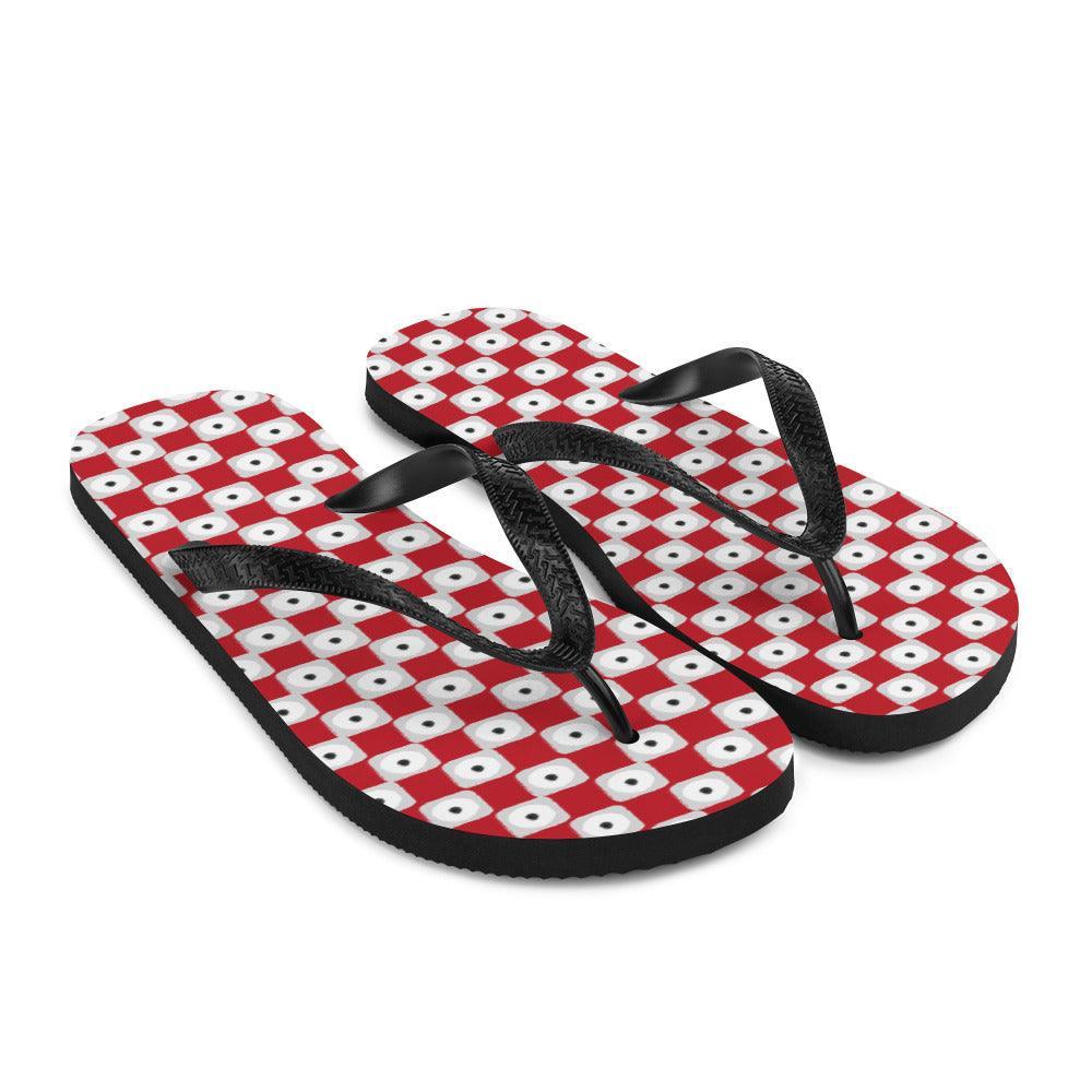 Red Chequered Pattern Flip-Flops - VirtuousWares:Global
