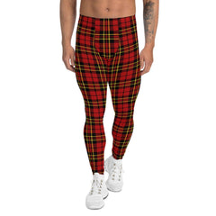 Red Plaid Tartan Leggings for Men - VirtuousWares:Global