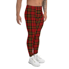 Red Plaid Tartan Leggings for Men - VirtuousWares:Global
