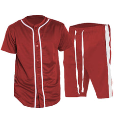 Red White Baseball Jersey Short Set - VirtuousWares:Global