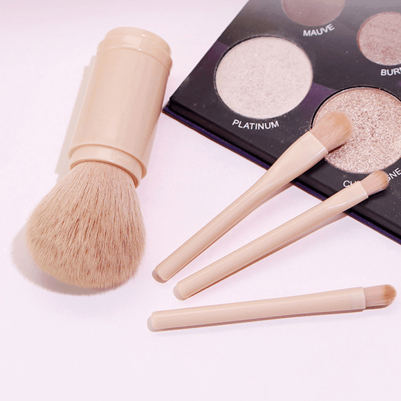Retractable Makeup Brush Portable 4 In 1 Travel Brush Set - VirtuousWares:Global