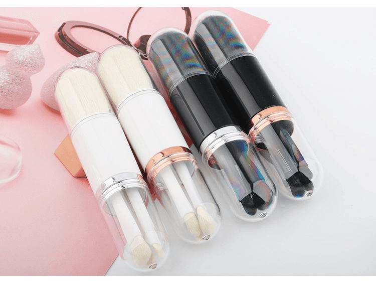 Retractable Makeup Brush Portable 4 In 1 Travel Brush Set - VirtuousWares:Global