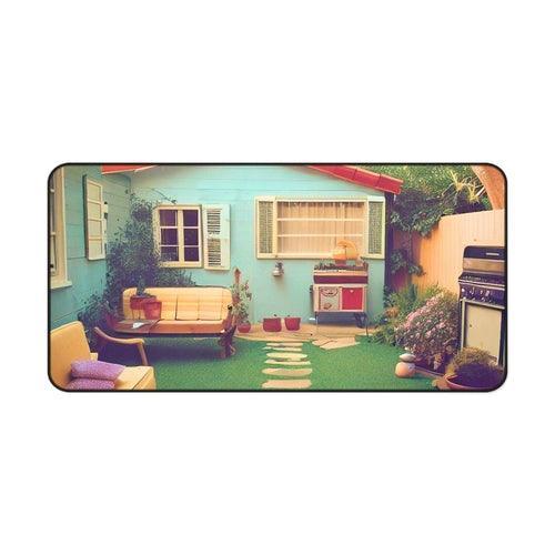 Retro Backyard Scene Desk Mat - VirtuousWares:Global