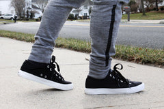 Retro Black/White Canvas Sneakers Unisex Size - Cushioned Insole - VirtuousWares:Global