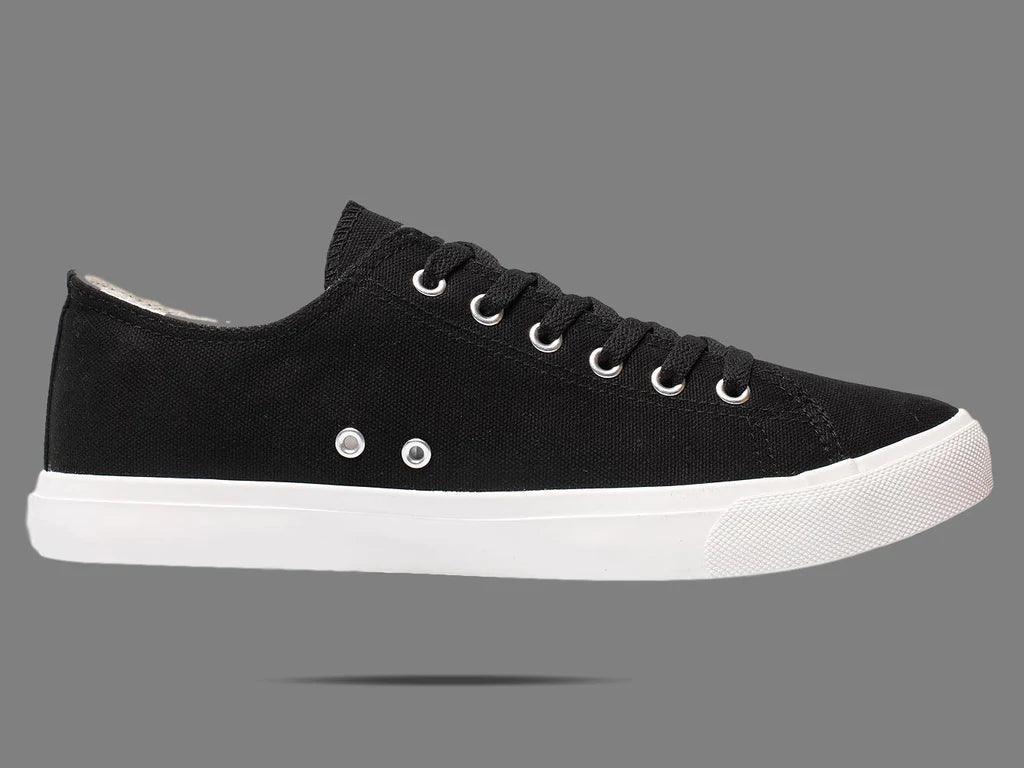 Retro Black/White Canvas Sneakers Unisex Size - Cushioned Insole - VirtuousWares:Global