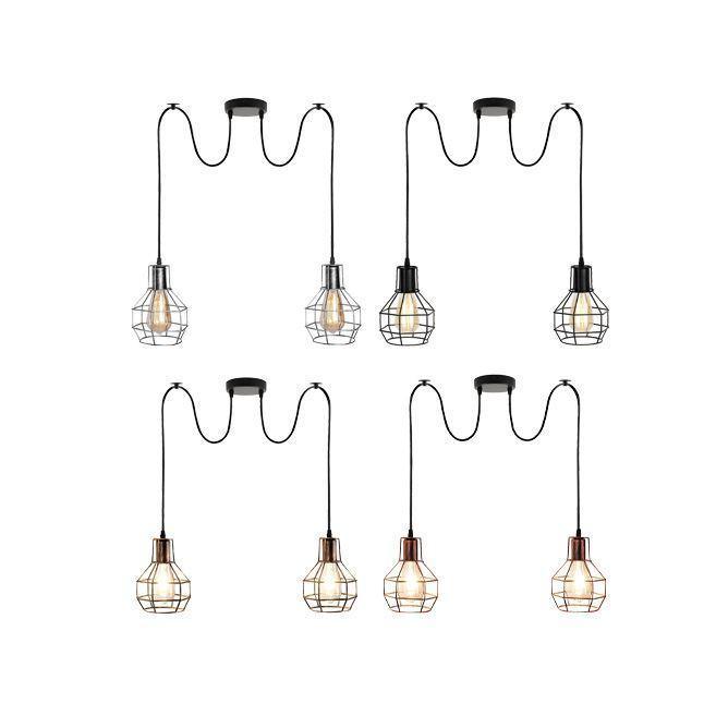 Retro Industrial 2 Way Indoor Ceiling Pendant Chandelier Hanging Light - VirtuousWares:Global
