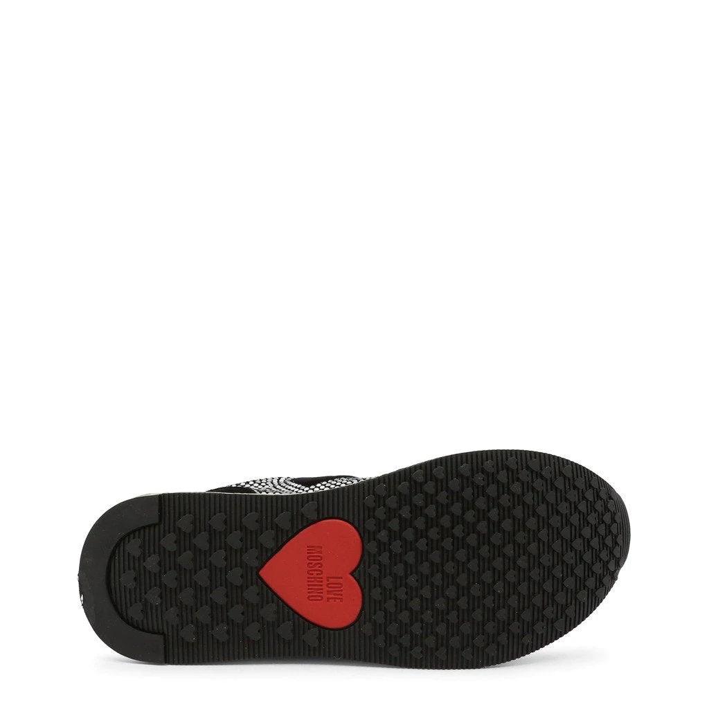 Rhinestone Heart Sneakers - Black - VirtuousWares:Global