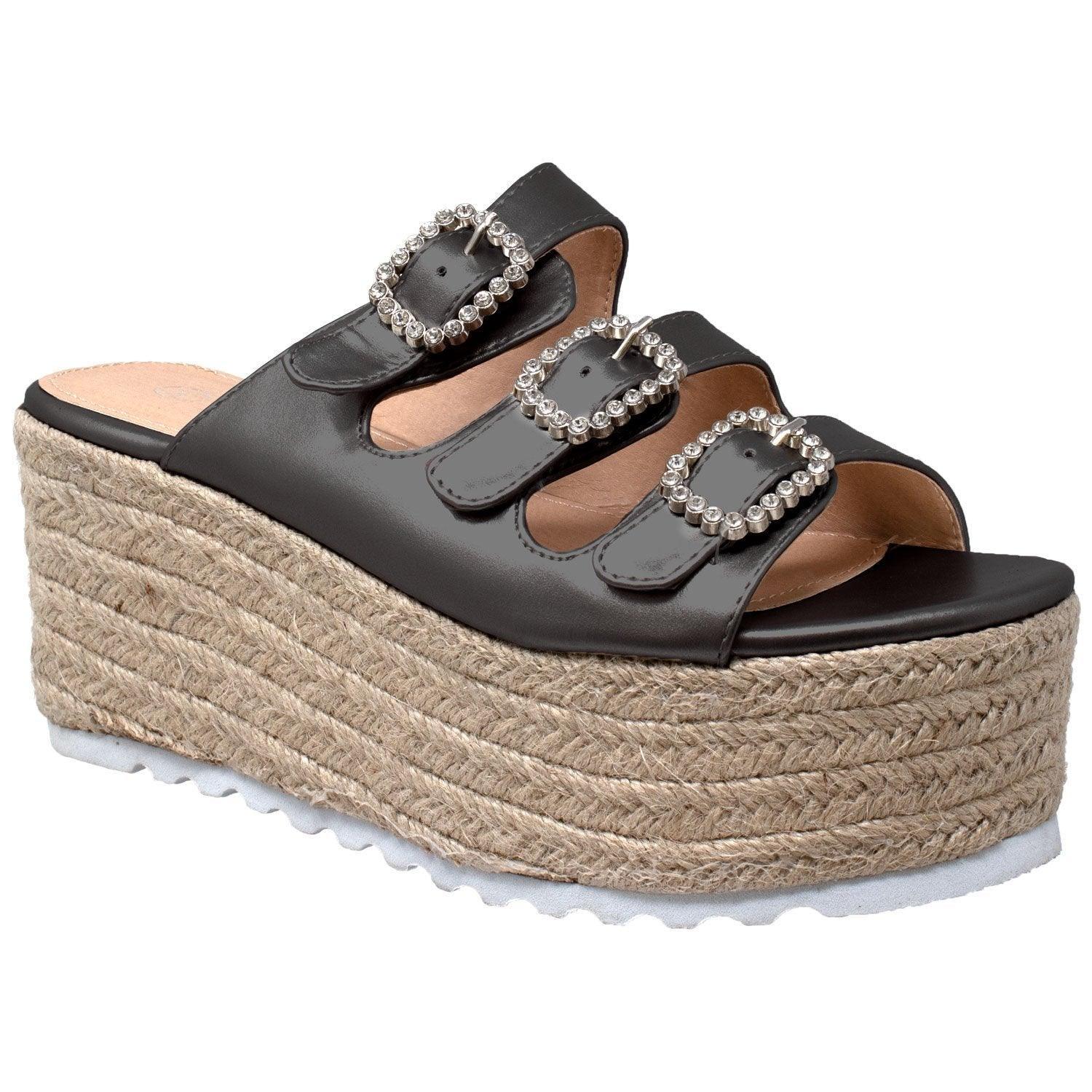 Rhinestone Platform Espadrille Wedge Sandal - VirtuousWares:Global