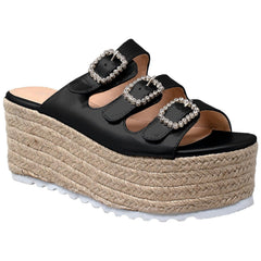 Rhinestone Platform Espadrille Wedge Sandal - VirtuousWares:Global