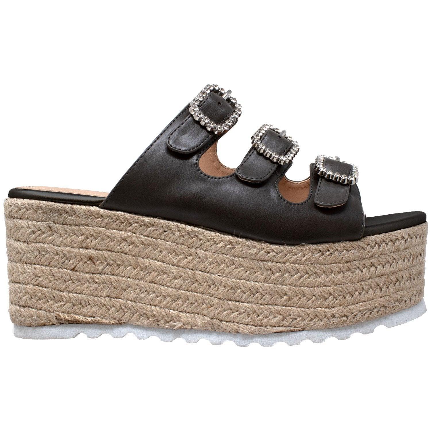 Rhinestone Platform Espadrille Wedge Sandal - VirtuousWares:Global