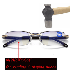 Rimless Reading Glasses Bifocal Far Near Anti Blue Light Magnification - VirtuousWares:Global