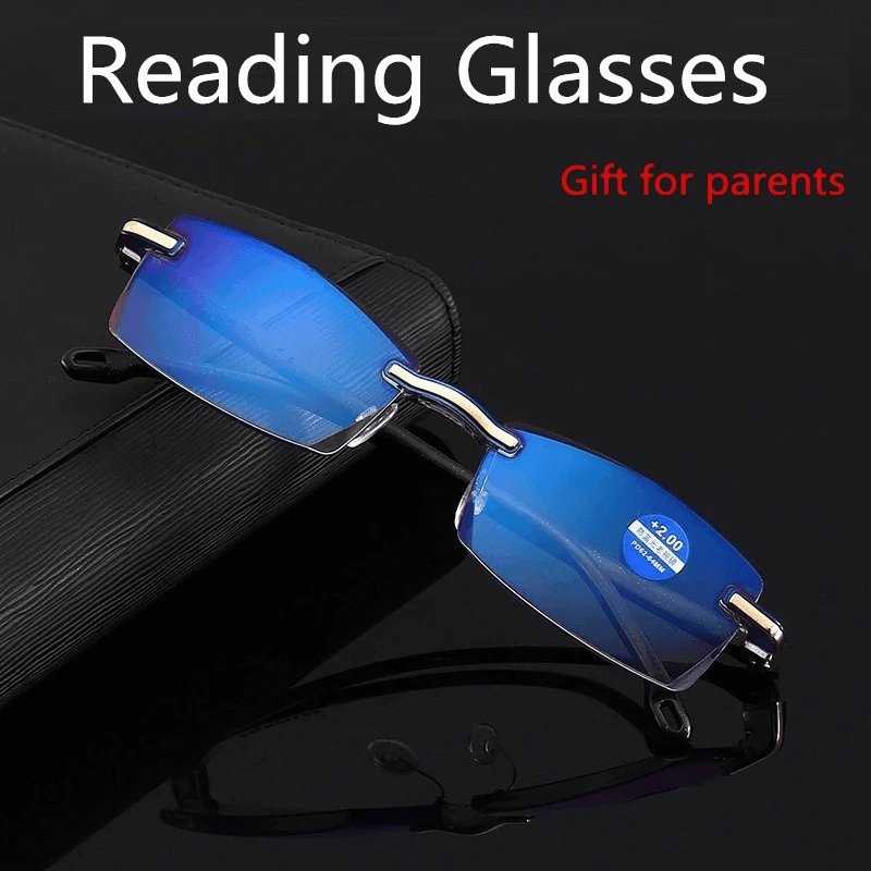 Rimless Reading Glasses Bifocal Far Near Anti Blue Light Magnification - VirtuousWares:Global