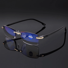 Rimless Reading Glasses Bifocal Far Near Anti Blue Light Magnification - VirtuousWares:Global