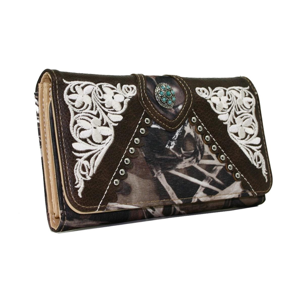 Ritz WB923-CAM 7.5 x 4.5 in. Western Turquoise Concho Accented Wallet& - VirtuousWares:Global