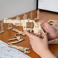 Robotime ROKR 3D Wooden Puzzle Games Revolver Model Building Kits Toys - VirtuousWares:Global