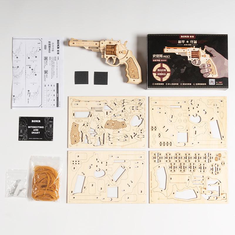Robotime ROKR 3D Wooden Puzzle Games Revolver Model Building Kits Toys - VirtuousWares:Global
