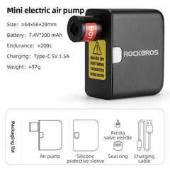 Rockbros Mini Electric Air Pump Portable 100psi Rechargeable - VirtuousWares:Global