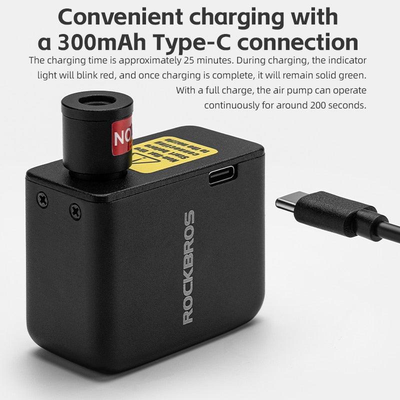 Rockbros Mini Electric Air Pump Portable 100psi Rechargeable - VirtuousWares:Global