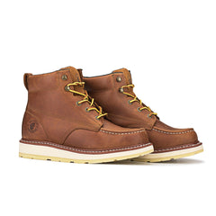 ROCKROOSTER Edgewood Men's 6 inch Brown soft toe wedge work boots - VirtuousWares:Global