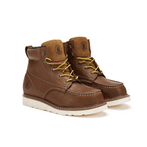 ROCKROOSTER Edgewood Men's 6 inch Brown soft toe wedge work boots - VirtuousWares:Global