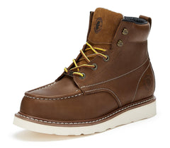 ROCKROOSTER Edgewood Men's 6 inch Brown soft toe wedge work boots with - VirtuousWares:Global
