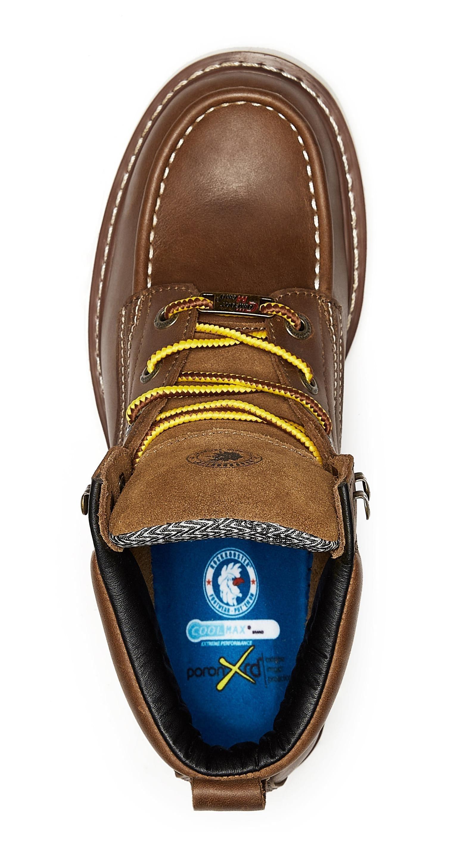 ROCKROOSTER Edgewood Men's 6 inch Brown soft toe wedge work boots with - VirtuousWares:Global